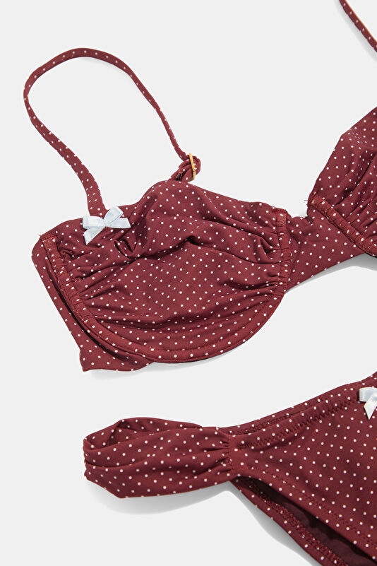 Mürdüm Puantiye Kadın Bikini 3