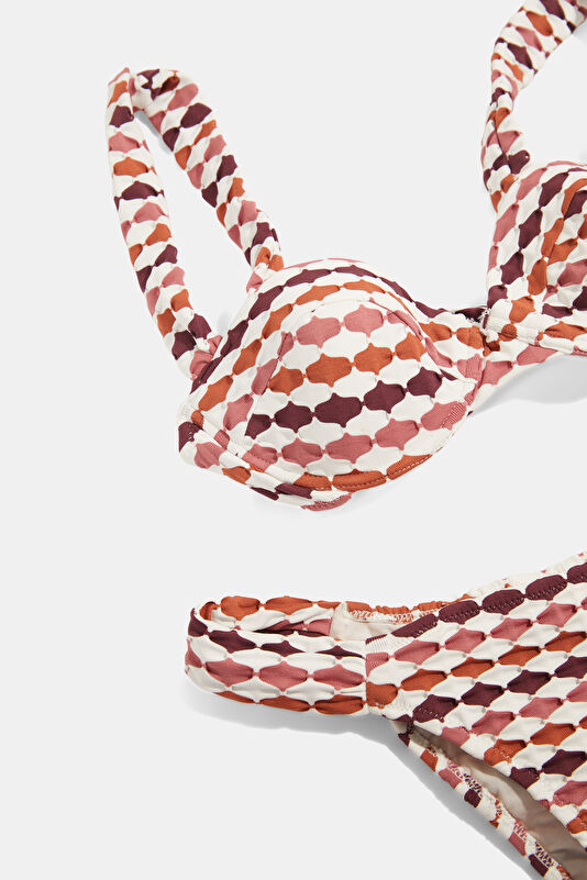 Ekru Geometrik Desenli Kadın Bikini 3