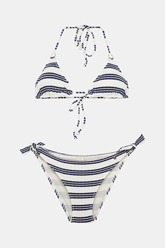 Beyaz Çizgili Kadın Bikini