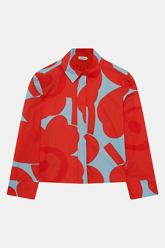 Relax Fit Red Patterned Women's Shirt