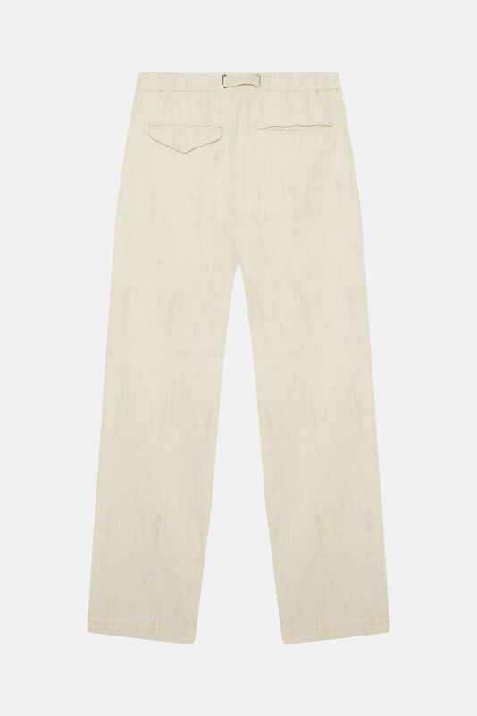 Men's Relaxed Fit Ecru Straight Leg Cotton Viscose Pants 2