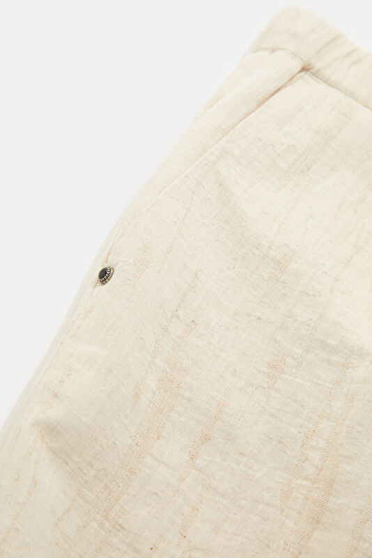 Men's Relaxed Fit Ecru Straight Leg Cotton Viscose Pants 4