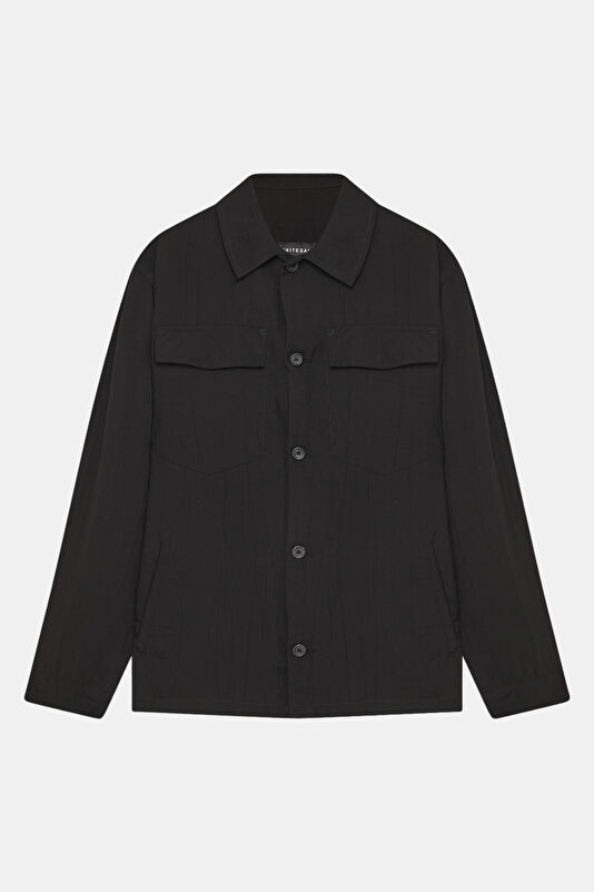 Black Buttoned Viscose Men's Jacket