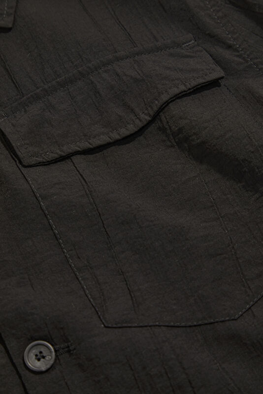 Black Buttoned Viscose Men's Jacket 4