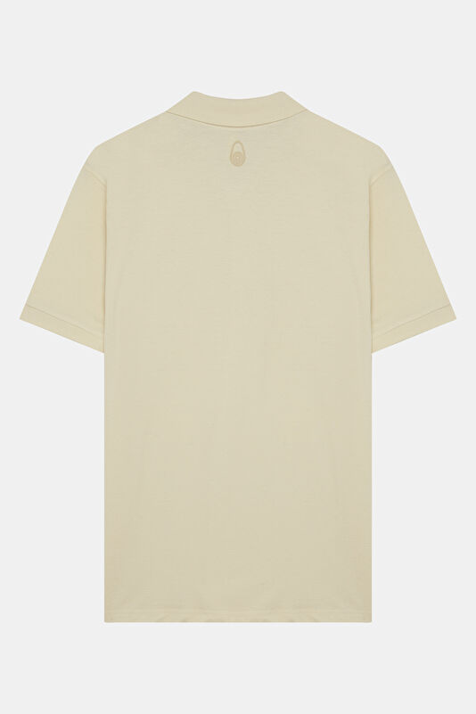 Relax Fit Cream Polo Collar Men's T-Shirt 2