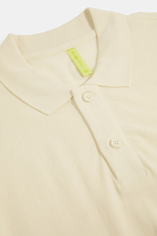 Relax Fit Cream Polo Collar Men's T-Shirt 3