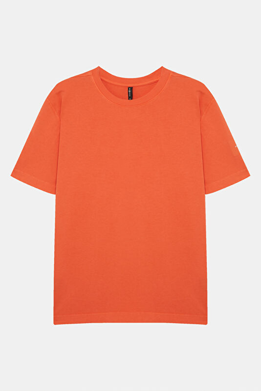 Relax Fit Orange Crew Neck Men's T-Shirt