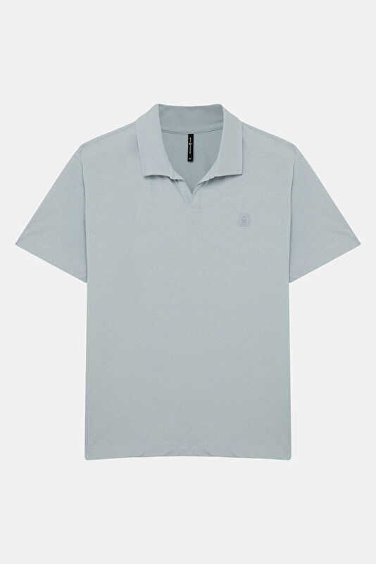 Relax Fit Light Blue Polo Neck Men's T-Shirt