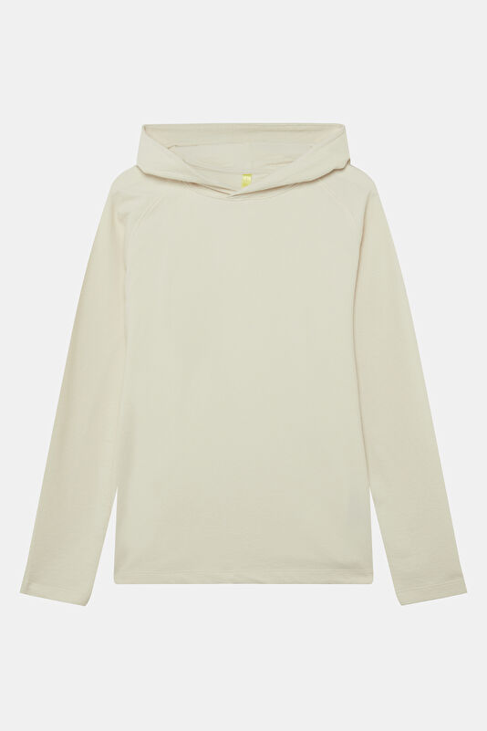 Beyaz Relax Kalıp Kapuşonlu Erkek Sweatshirt