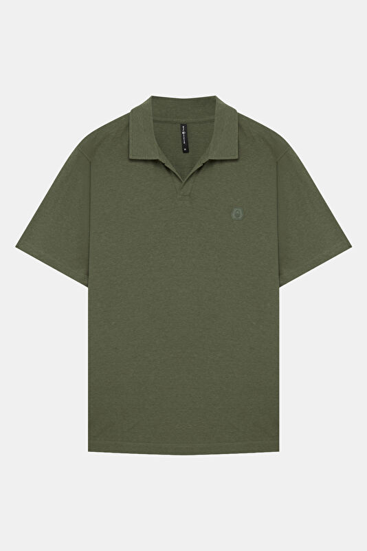 Relax Fit Khaki Polo Collar Men's T-Shirt