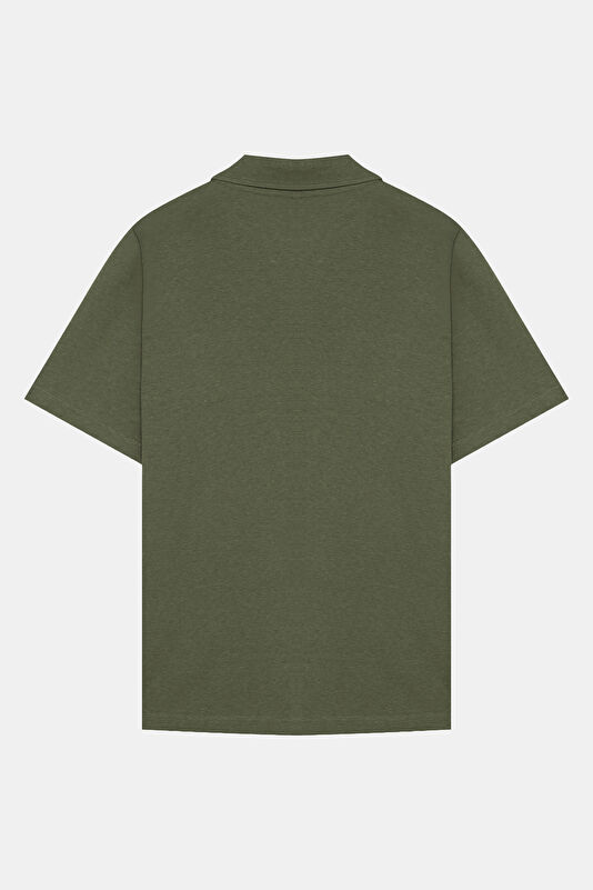Relax Fit Khaki Polo Collar Men's T-Shirt 2