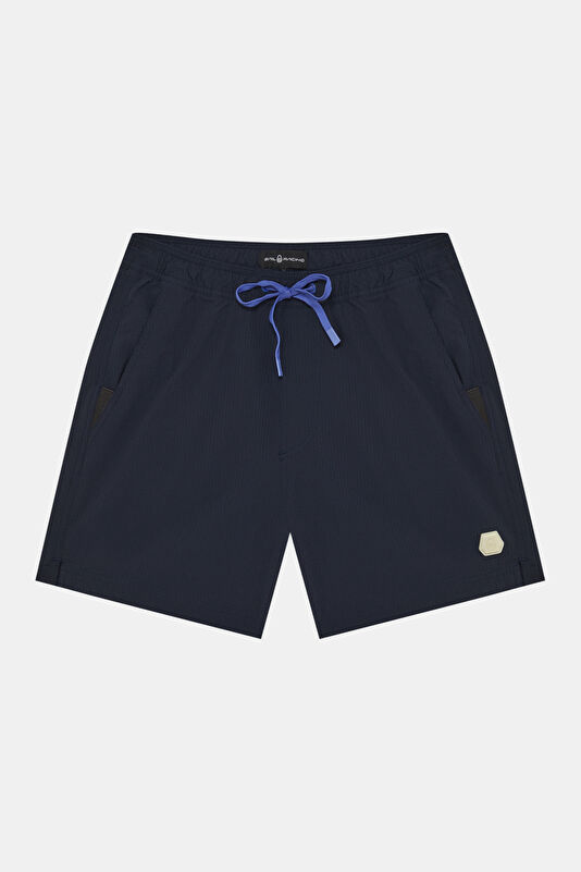 Navy Elastic Waist Men's Swimsuit