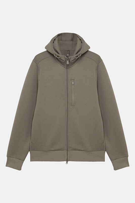 Gri Relax Kalıp Kapuşonlu Erkek Sweatshirt