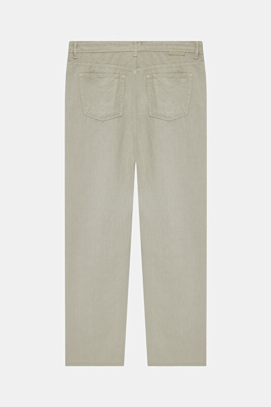 Relax Fit Beige Straight Leg Linen Cotton Men's Jeans 2