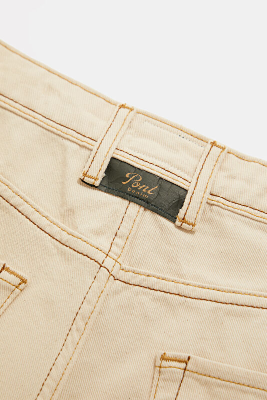 Relax Kalıp Ekru Straight Erkek Jean Pantolon 4