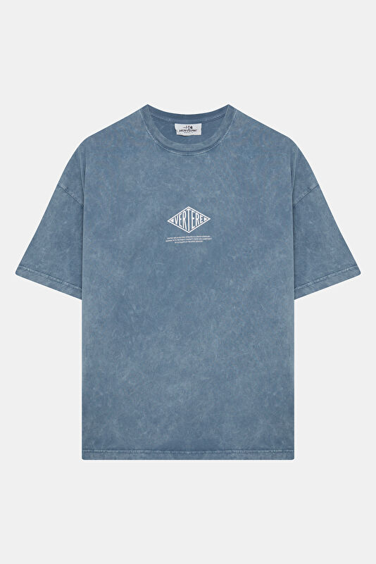 Relax Kalıp Gri Bisiklet Yaka Baskılı Erkek T-Shirt 4