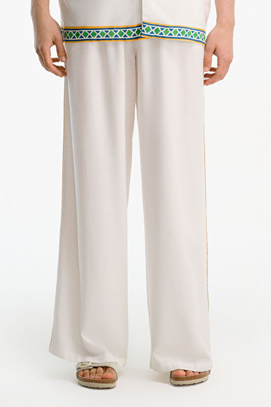 Relax Kalıp Çok Renkli Wide Leg Viskoz Erkek Pantolon 3