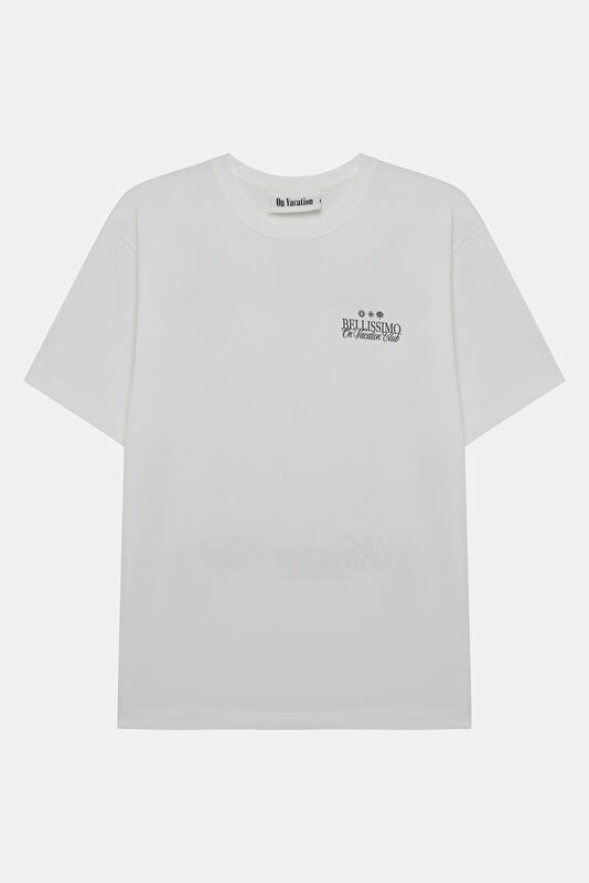 Relax Fit White Crew Neck Printed Men's T-Shirt