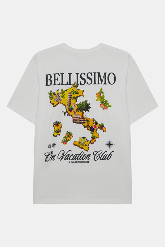 Relax Fit White Crew Neck Printed Men's T-Shirt 2