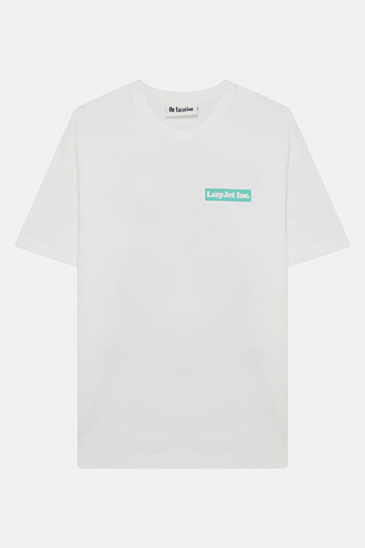 Relax Fit White Crew Neck Printed Men's T-Shirt
