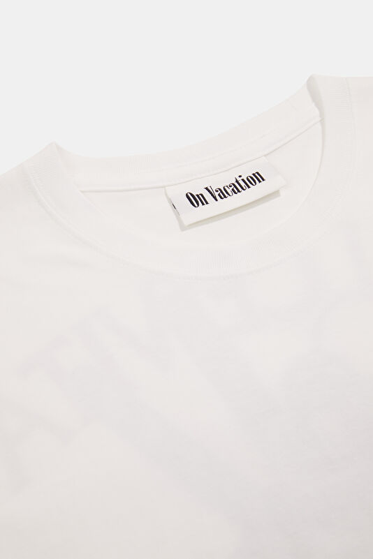 Relax Kalıp Beyaz Bisiklet Yaka Baskılı Erkek T-Shirt 3