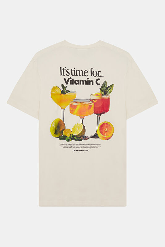 Relax Kalıp Pudra Bisiklet Yaka Baskılı Erkek T-Shirt 2