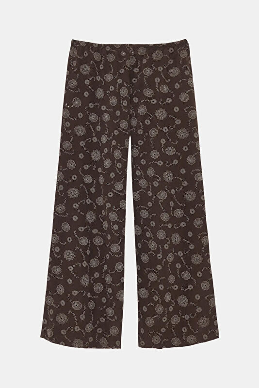 Florin Kahve Wide Leg Kadın Pantolon 4