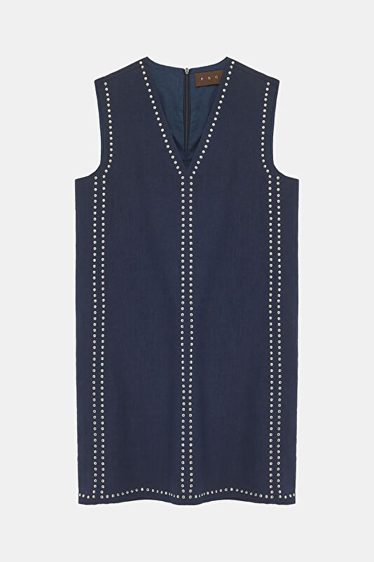 Navy Linen Women's Dress