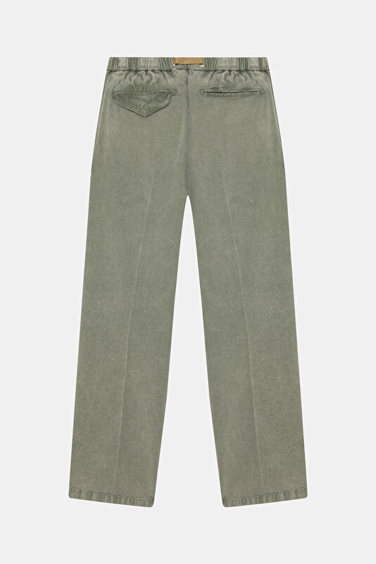 Men's Relaxed Fit Green Straight Leg Cotton/Linen Pants 2