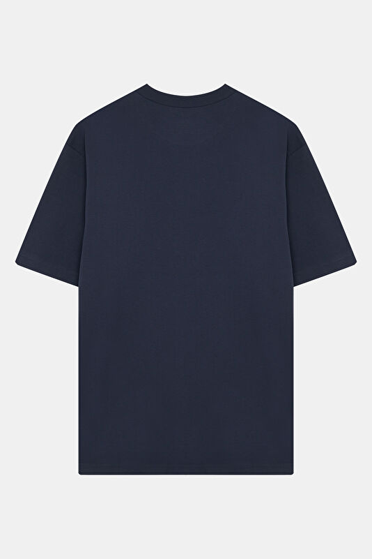 Relax Fit Navy Crew Neck Printed Men's T-Shirt 2