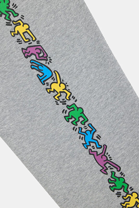 X Keith Haring Gri Relax Kalıp Kapuşonlu Erkek Sweatshirt 3