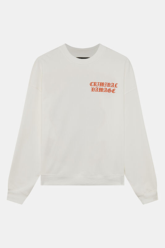 Cream Relax Fit Crew Neck Men's Sweatshirt