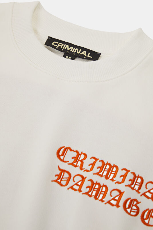 Cream Relax Fit Crew Neck Men's Sweatshirt 3