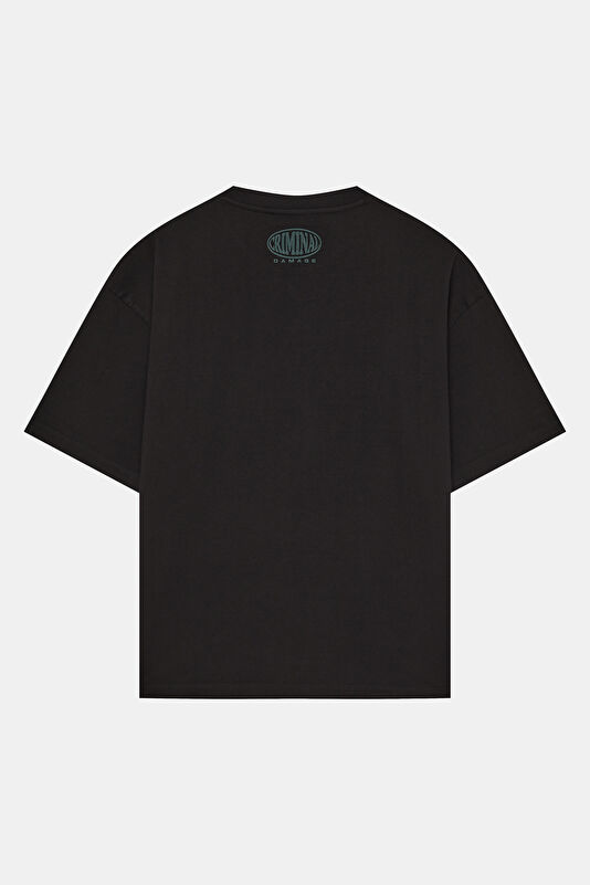 Relax Fit Black Crew Neck Printed Men's T-Shirt 2
