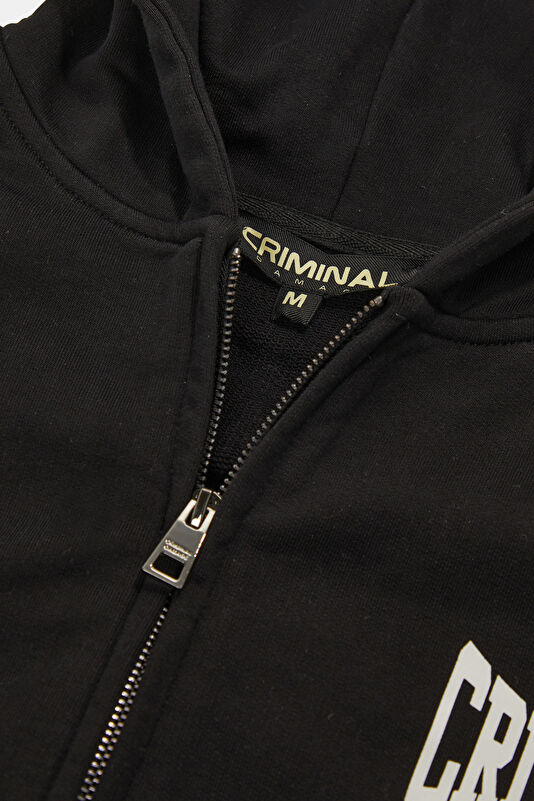 Siyah Relax Kalıp Kapuşonlu Erkek Sweatshirt 3