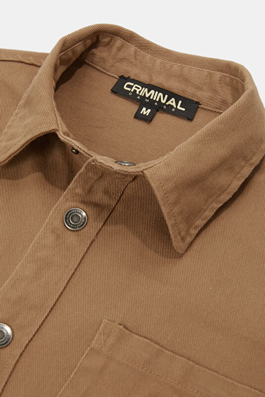 Relax Fit Brown Embroidered Men's Shirt 3