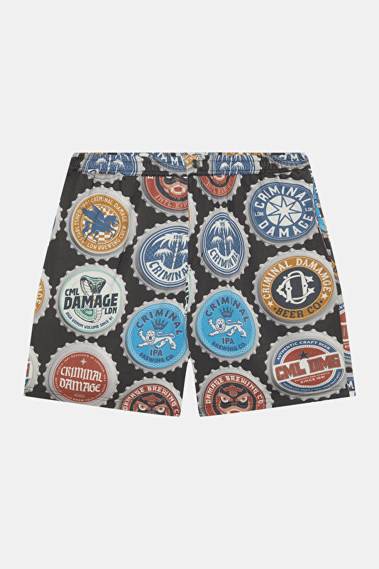 Multicolored Patterned Viscose Men's Shorts