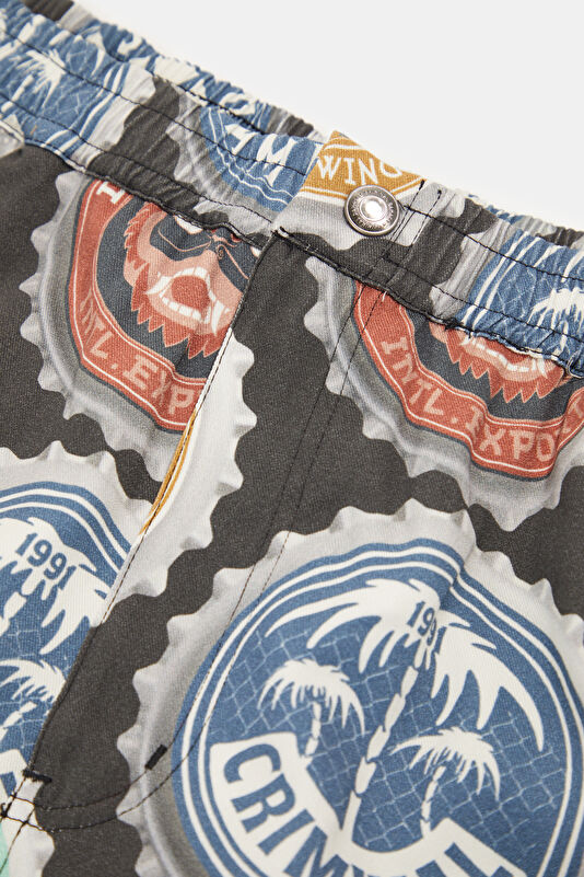 Multicolored Patterned Viscose Men's Shorts 3