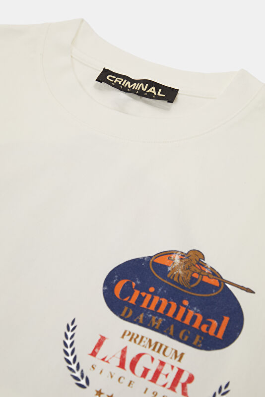 Relax Fit White Crew Neck Printed Men's T-Shirt 3