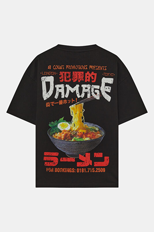 Relax Fit Black Crew Neck Printed Men's T-Shirt 2
