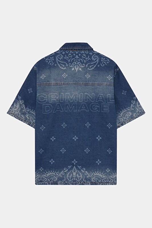 Relax Fit Blue Patterned Men's Shirt 2