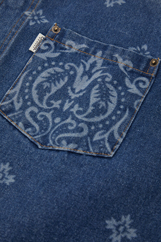 Relax Fit Blue Patterned Men's Shirt 4
