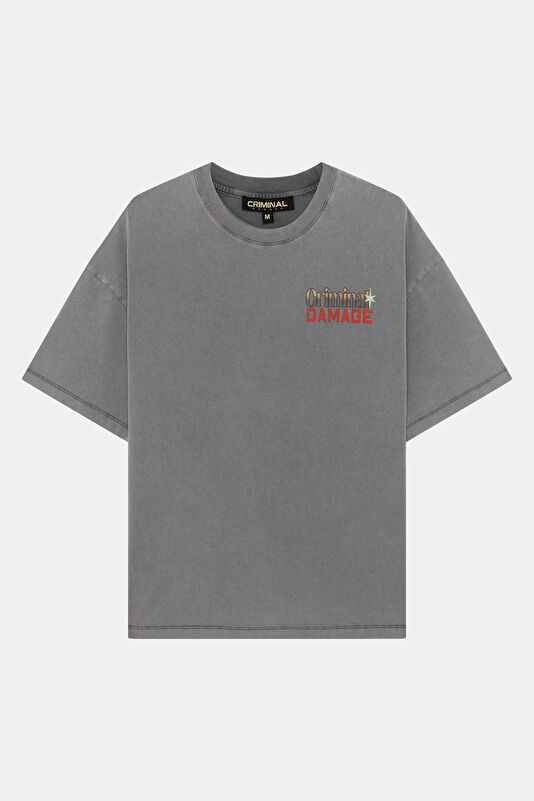 Relax Fit Gray Crew Neck Printed Men's T-Shirt