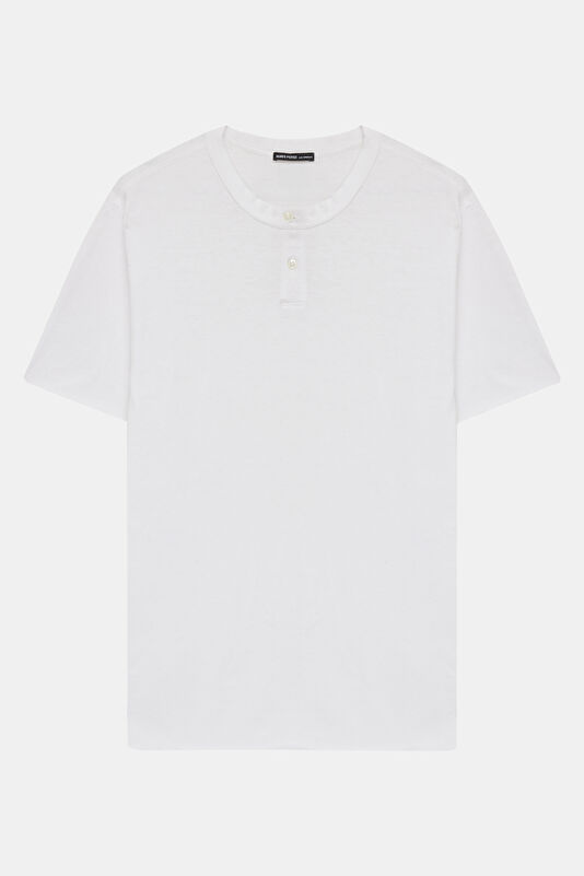 Relax Fit White Button-Down Collar Men's T-Shirt 4