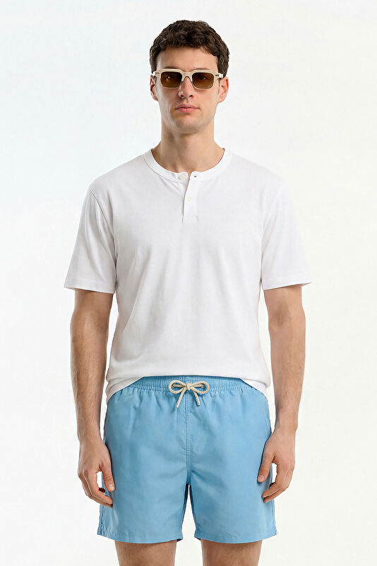 Relax Fit White Button-Down Collar Men's T-Shirt