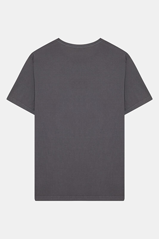 Relax Kalıp Antrasit Bisiklet Yaka Erkek T-Shirt 2