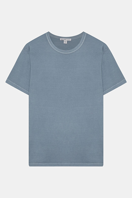 Relax Kalıp Mavi Bisiklet Yaka Erkek T-Shirt