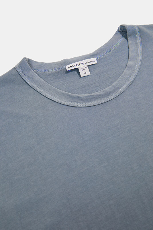 Relax Kalıp Mavi Bisiklet Yaka Erkek T-Shirt 3