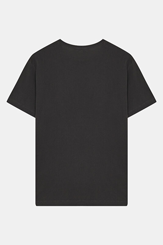 Relax Kalıp Gri Bisiklet Yaka Erkek T-Shirt 2
