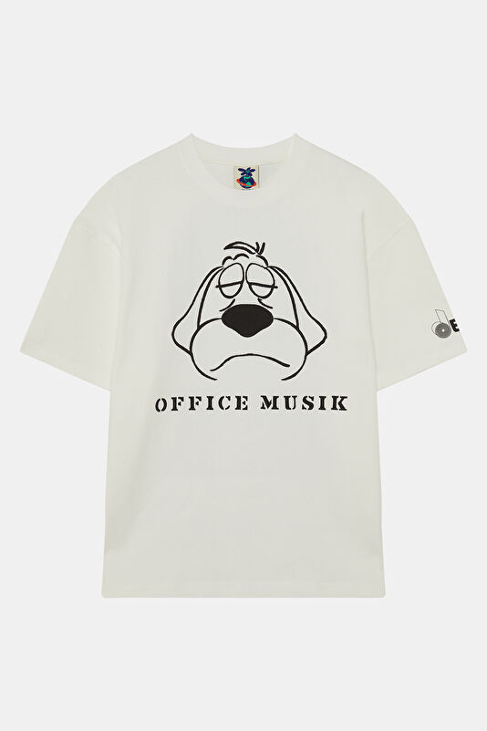 Relax Fit White Crew Neck Printed Men's T-Shirt
